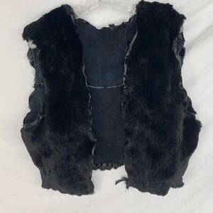Black real fur vest unfinished